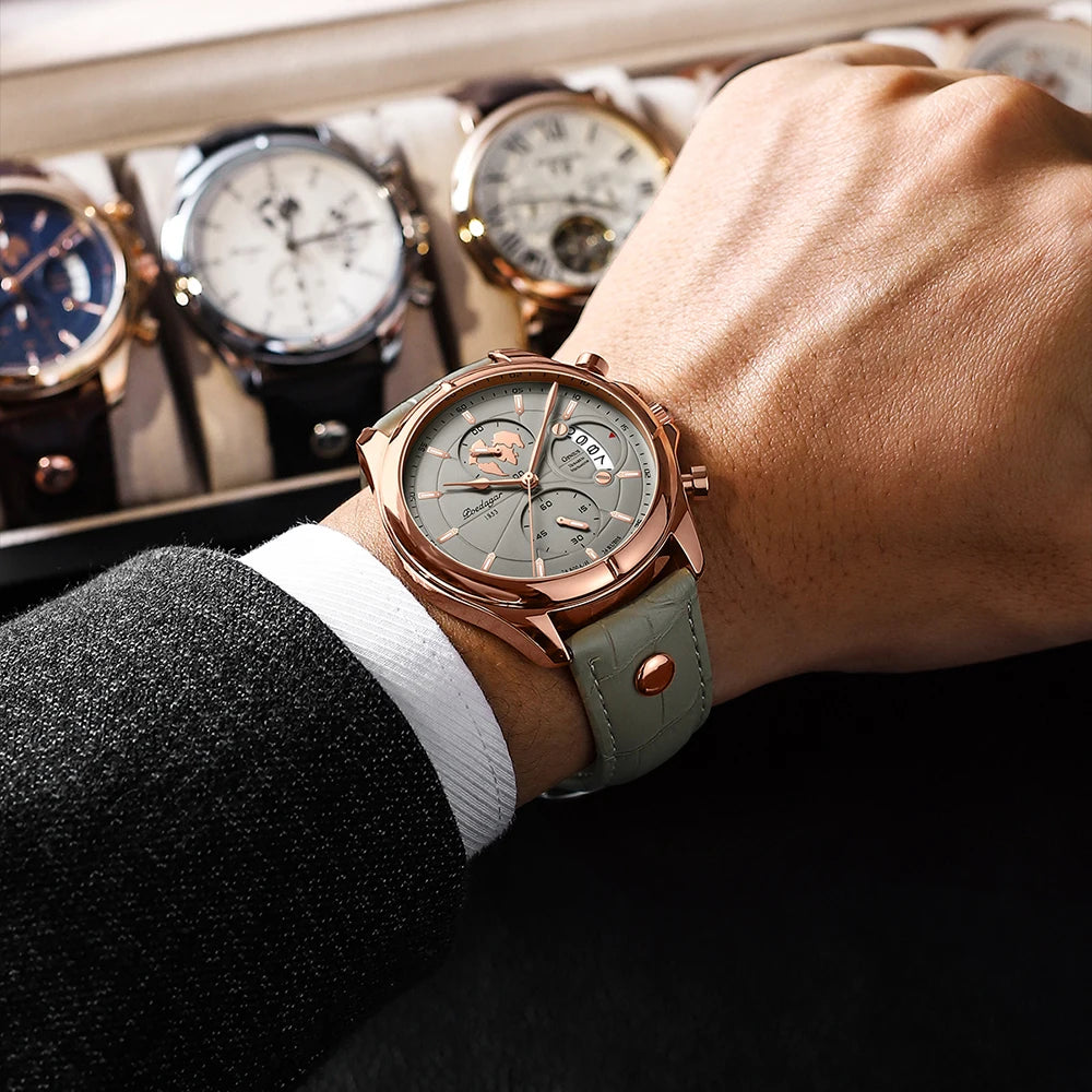 POEDAGAR Luxury Brand Man Watch Chronograph Date